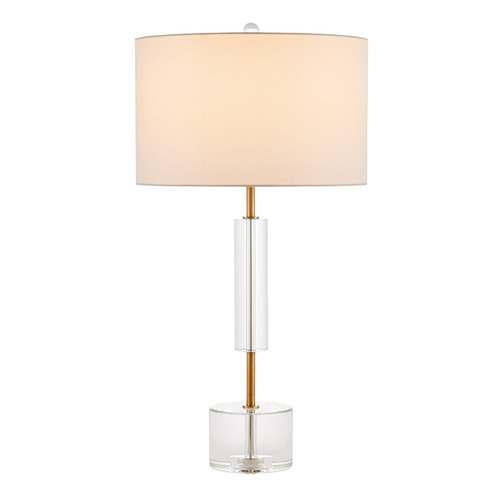 Currey and Company Lighting Currey and Company Deville Clear & Antique Brass Table Lamp with Drum Shade 6000-0971