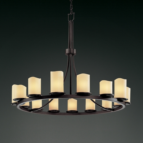 Justice Design Group Candlearia 15-Light Chandelier in Dark Bronze by Justice Design Group CNDL-8715-14-CREM-DBRZ