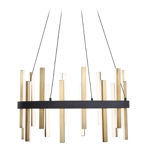 Modern Forms by WAC Lighting Harmonix 24-Inch LED Chandelier in Black & Aged Brass by Modern Forms PD-87924-BK/AB