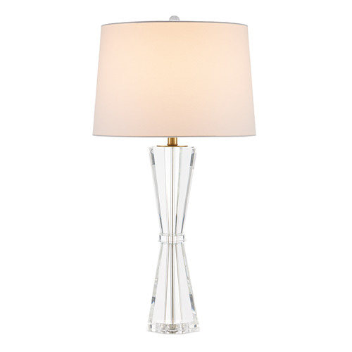 Currey and Company Lighting Currey and Company Duveen Clear & Polished Brass Table Lamp with Drum Shade 6000-0972