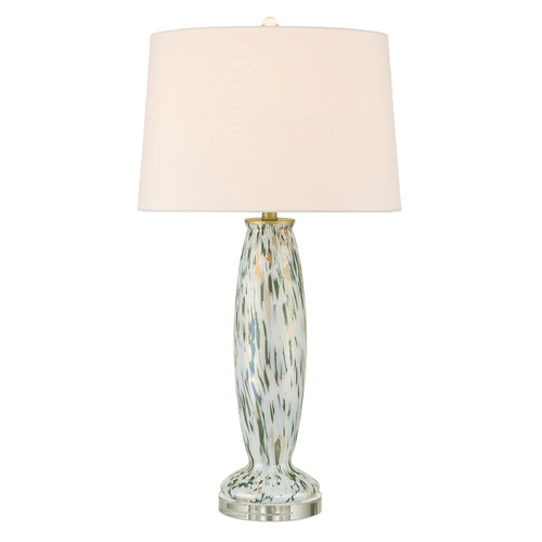 Currey and Company Lighting Currey and Company Motte White & Green & Pale Pink & Clear Table Lamp with Empire Shade 6000-1013