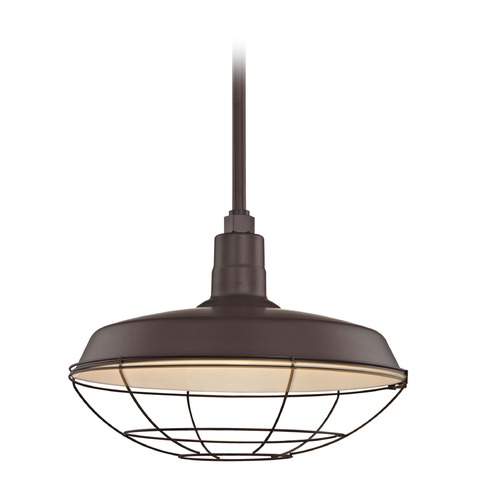 Recesso Lighting by Dolan Designs Bronze Pendant Barn Light with 18-Inch Caged Shade BL-STM-BZ/BL-SH18-BZ/BL-CG18-BZ