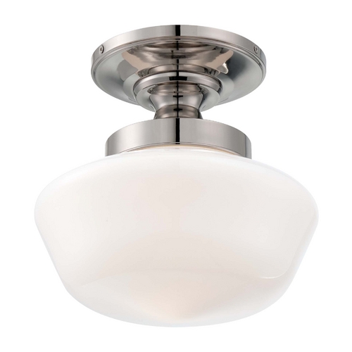 Minka Lavery Semi-Flush Mount with White Glass in Polished Nickel by Minka Lavery 2255-613
