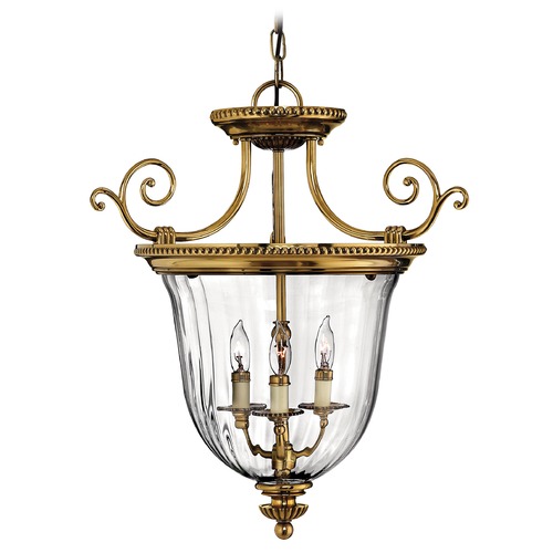Hinkley Pendant Light with Clear Glass in Burnished Brass by Hinkley Lighting 3613BB