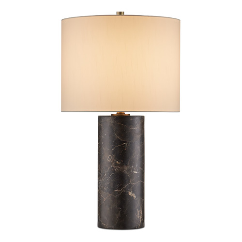 Currey and Company Lighting Currey and Company Vespera Coffee Brown & Antique Brass Table Lamp with Drum Shade 6000-0974