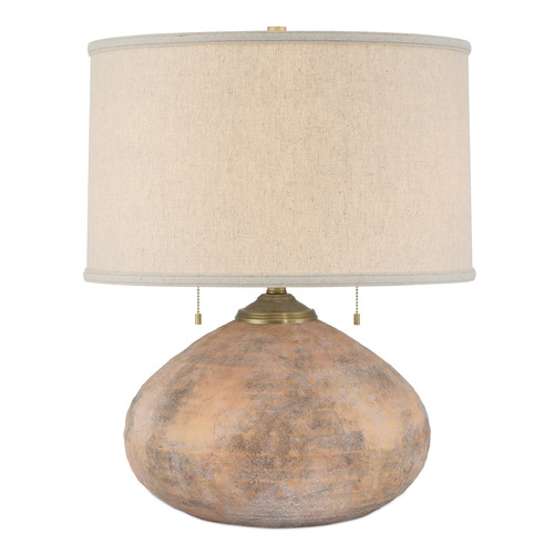 Currey and Company Lighting Currey and Company Kenmare Textured Antique Brown Table Lamp with Drum Shade 6000-1014