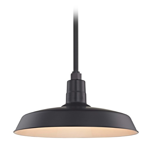 Recesso Lighting by Dolan Designs Black Pendant Barn Light with 18-Inch Shade BL-STM-BLK/BL-SH18-BLK