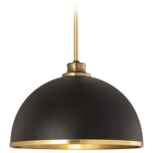 Z-Lite Landry Matte Black & Rubbed Brass Pendant by Z-Lite 1004P14-MB-RB