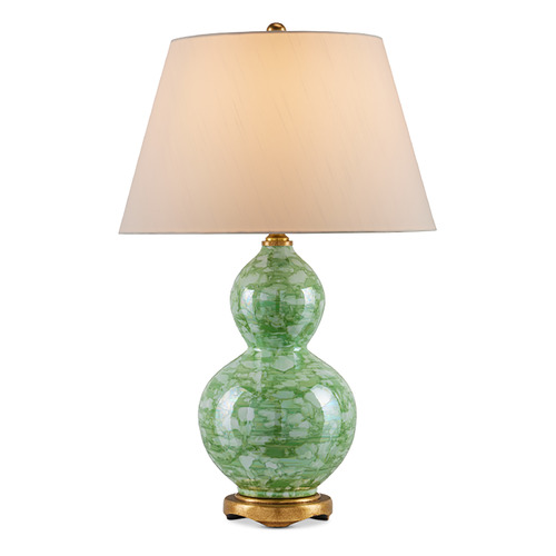 Currey and Company Lighting Currey and Company Eau Green & Textured Antique Gold Leaf Table Lamp with Empire Shade 6000-0975