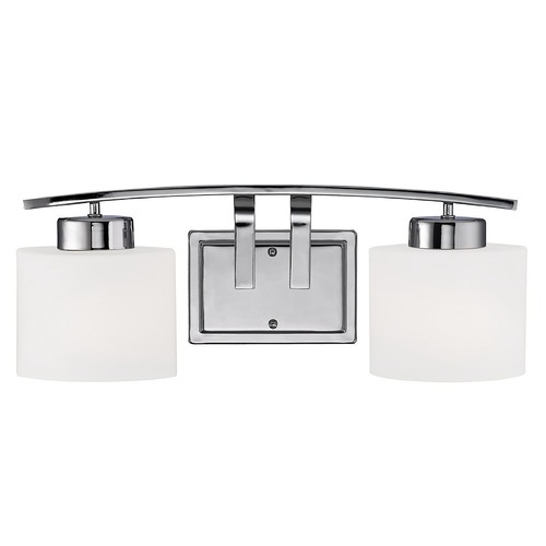 Design Classics Lighting Chrome Bathroom Wall Light with White Oval Glass - Two Lights 1382-26