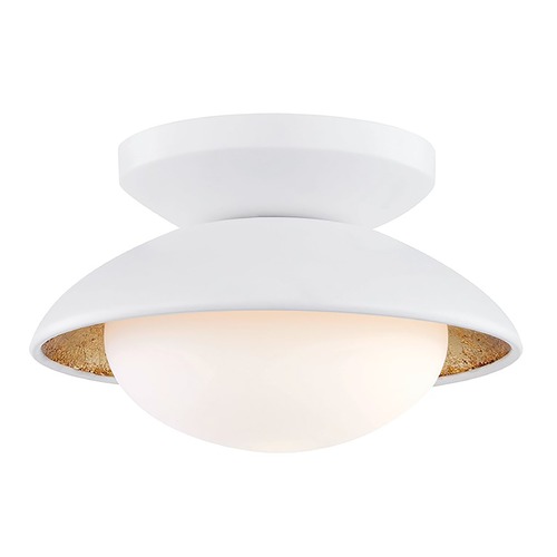 Mitzi by Hudson Valley Cadence White Lustro & Gold Leaf LED Semi-Flush by Mitzi by Hudson Valley H368601S-WH/GL