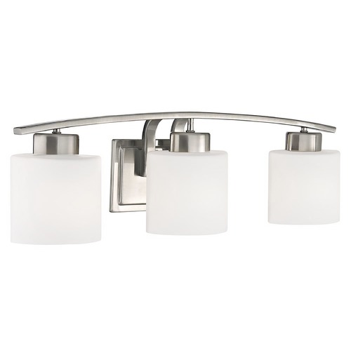 Design Classics Lighting Pearl 3-Light Satin Nickel Bathroom Wall Light with White Oval Glass 1383-09