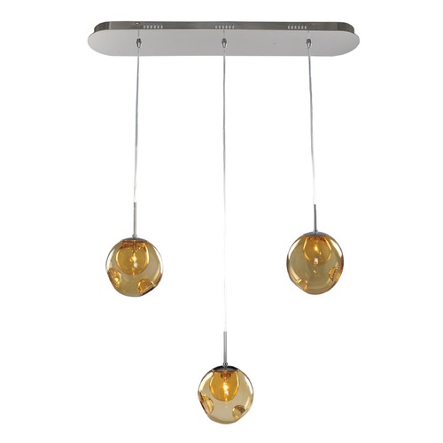 Kalco Lighting Meteor Chrome Multi-Light Pendant by Kalco Lighting 309542CH/AMBER