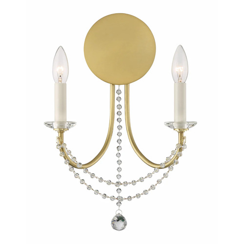 Crystorama Lighting Delilah 2-Light Wall Sconce in Aged Brass by Crystorama Lighting DEL-90802-AG