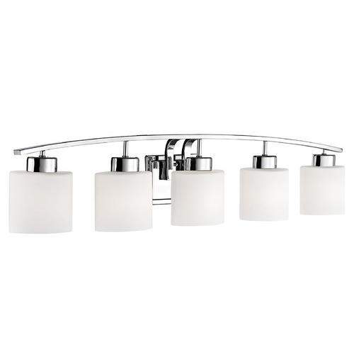 Design Classics Lighting Pearl 41-Inch Vanity Light in Chrome with Satin White Oval Glass 1385-26