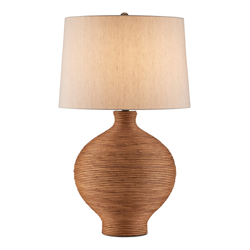 Currey and Company Lighting Currey and Company Susel Natural & Antique Brass Table Lamp with Empire Shade 6000-0980