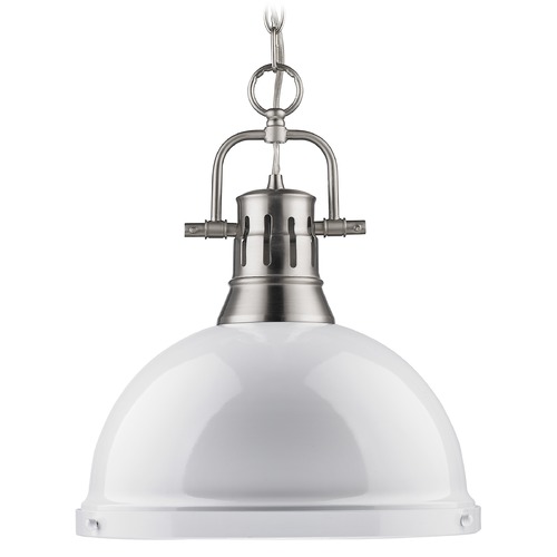 Golden Lighting Duncan Large Pendant in Pewter & White by Golden Lighting 3602-L PW-WH