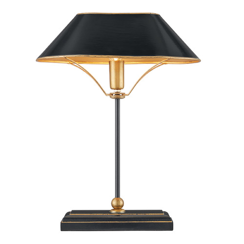 Currey and Company Lighting Currey and Company Daphne Black & Antique Gold Table Lamp with Oval Shade 6000-0982