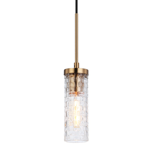 Matteo Lighting Matteo Lighting Weaver Aged Gold Brass Mini-Pendant Light with Cylindrical Shade C32101AG