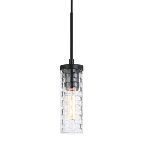 Matteo Lighting Matteo Lighting Weaver Black Mini-Pendant Light with Cylindrical Shade C32101BK
