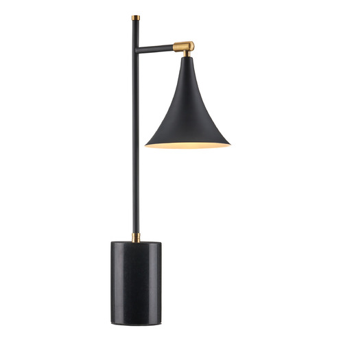 Currey and Company Lighting Currey and Company Bibliophile Matte Black & Matte Brass LED Table Lamp with Bell Shade 6000-0987