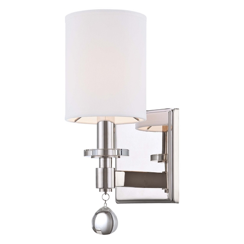 Metropolitan Lighting Crystal Sconce Wall Light with White Shade in Polished Nickel by Metropolitan Lighting N2850-613