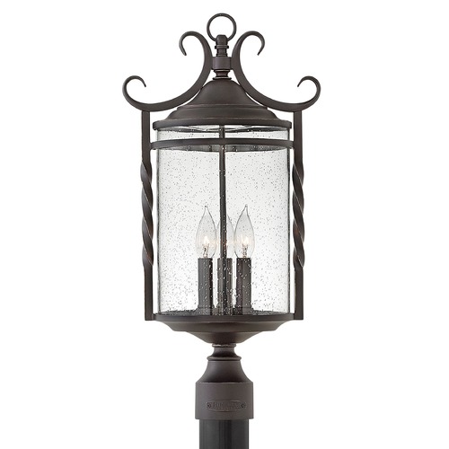 Hinkley Traditional Seeded Glass Black Post Light 23.75 Inches Tall by Hinkley Lighting 1141OL-CL