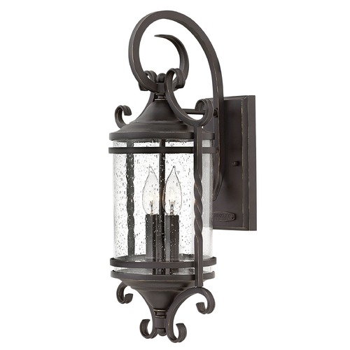 Hinkley Traditional Seeded Glass Black Outdoor Wall Light by Hinkley Lighting 1143OL-CL