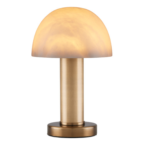 Currey and Company Lighting Currey and Company La Gravite Natural & Brass Table Lamp with Bowl / Dome Shade 6000-0989