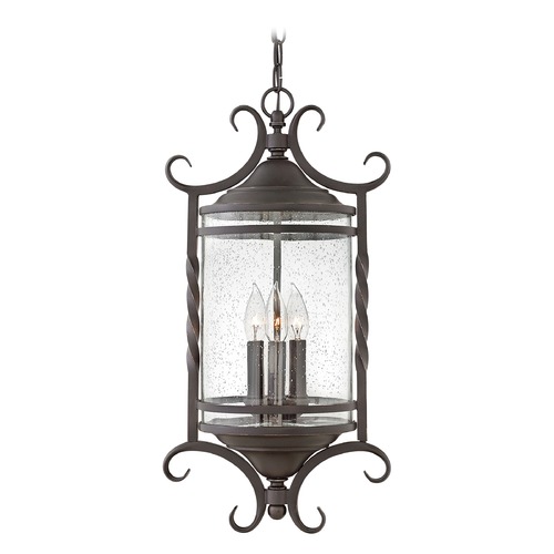 Hinkley Traditional Seeded Glass Black Outdoor Hanging Light by Hinkley Lighting 1147OL-CL