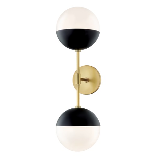 Mitzi by Hudson Valley Renee Aged Brass & Black Sconce by Mitzi by Hudson Valley H344102A-AGB/BK
