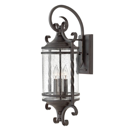 Hinkley Traditional Seeded Glass Black Outdoor Wall Light by Hinkley Lighting 1148OL-CL