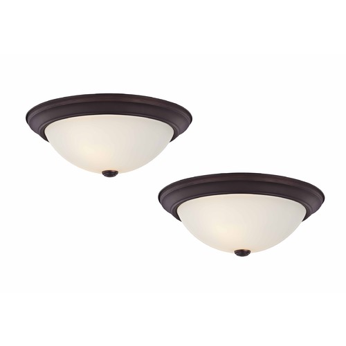 Design Classics Lighting LED 15-Inch Bronze Flushmount Lights with White Glass - Pack of Two 615-30/WH  (2 PACK)
