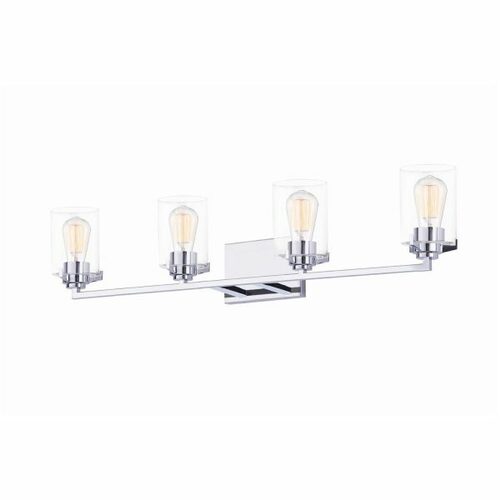 Justice Design Group Cilindro 4-Light Bath Bar in Chrome by Evolv by Justice Design Group FSN-8094-CLER-CROM