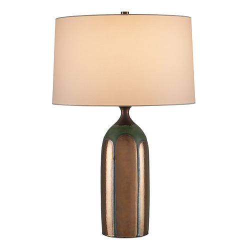Currey and Company Lighting Currey and Company Cuprum Dark Green & Copper Table Lamp with Drum Shade 6000-1000