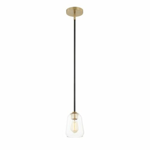 Justice Design Group Arcwell Mini Pendant in Black & Brass by Evolv by Justice Design Group FSN-8103-CLER-MBBR
