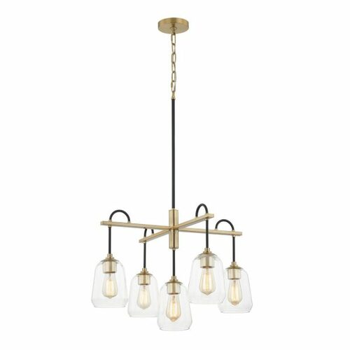 Justice Design Group Arcwell Chandelier in Black & Brass by Evolv by Justice Design Group FSN-8105-CLER-MBBR