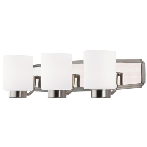 Dolan Designs Lighting Satin Nickel Bathroom Light with Cylinder Glass Shades 3503-09