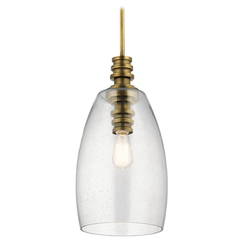 Kichler Lighting Seeded Glass Pendant Natural Brass Lakum by Kichler Lighting 43090NBR