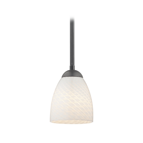 Design Classics Lighting Modern Mini-Pendant Light with White Art Glass Shade 581-07  GL1020MB