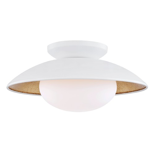 Mitzi by Hudson Valley Cadence White Lustro & Gold Leaf Semi-Flush by Mitzi by Hudson Valley H368601M-WH/GL