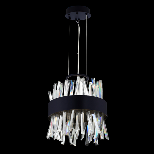 Allegri Lighting Glacier 10-Inch LED Mini Pendant in Matte Black by Allegri Crystal 030210-052