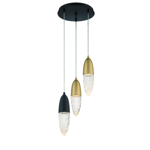 Eurofase Lighting Ecrou 3-Light Chandelier in Black & Gold by Eurofase Lighting 43858-046