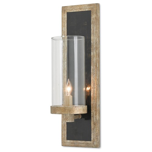 Currey and Company Lighting Charade Sconce Antique Silver Leaf/Black Penshell Crackle by Currey  5000-0025