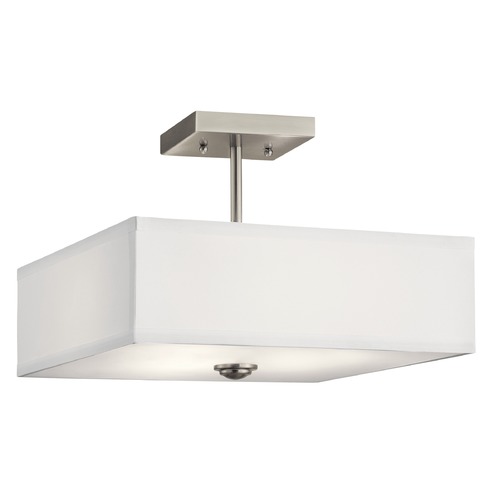 Kichler Lighting Modern Semi-Flush Mount Light Brushed Nickel Shailene by Kichler Lighting 43691NI