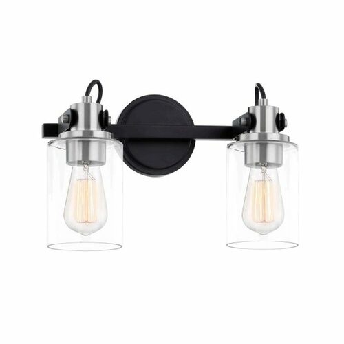 Justice Design Group Brooklyn 2-Light Bath Bar in Black & Nickel by Evolv by Justice Design Group FSN-8192-CLER-MBNK
