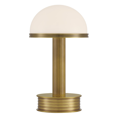Currey and Company Lighting Currey and Company Promenade Antique Brass LED Table Lamp with Bowl / Dome Shade 6700-0006
