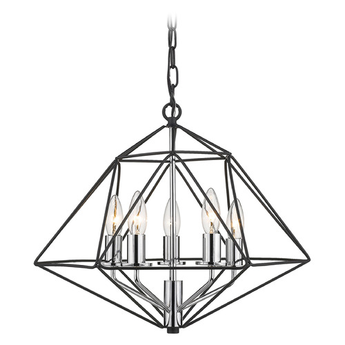 Z-Lite Geo Matte Black & Chrome Chandelier by Z-Lite 918-18MB-CH