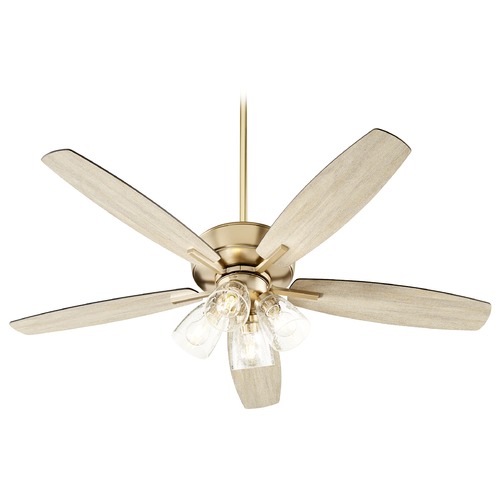 Quorum Lighting Breeze Aged Brass LED Ceiling Fan with Light by Quorum Lighting 7052-480