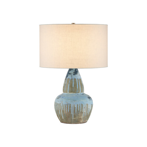 Currey and Company Lighting Catania Gourd Table Lamp in Antique Blue Drip by Currey & Company 6000-1054